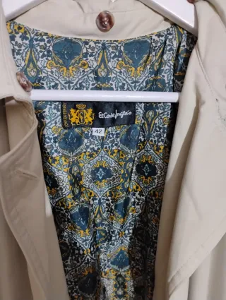 Gabardina Beige Talla 42 Forro Seda Cachemir