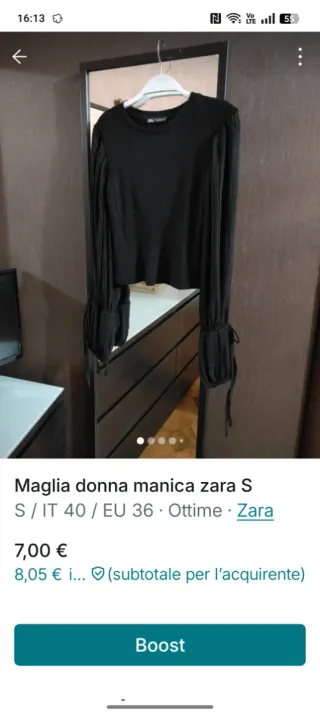 Maglia manica camicia nera
