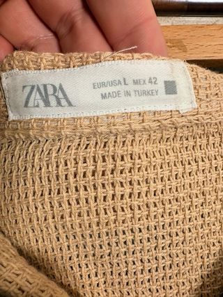 Camisa Polo Zara Beige Tejido Trenzado