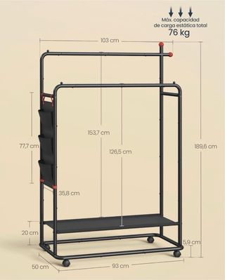 Armario Ropa Metálico con Estantes