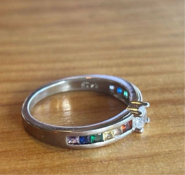 Anillo Plata con Circonitas Arcoíris