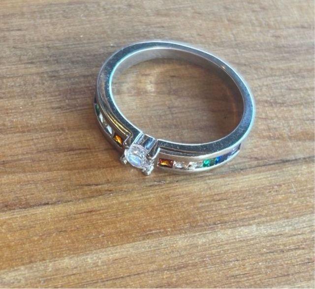 Anillo Plata con Circonitas Arcoíris