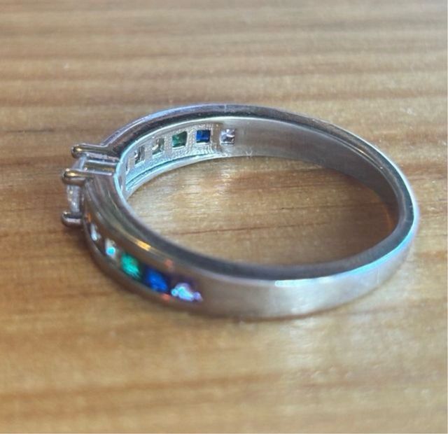 Anillo Plata con Circonitas Arcoíris