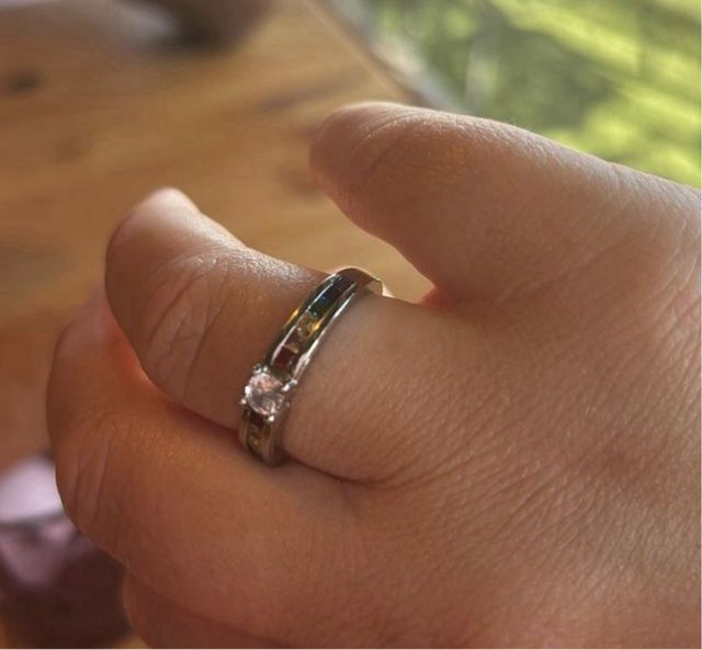 Anillo Plata con Circonitas Arcoíris