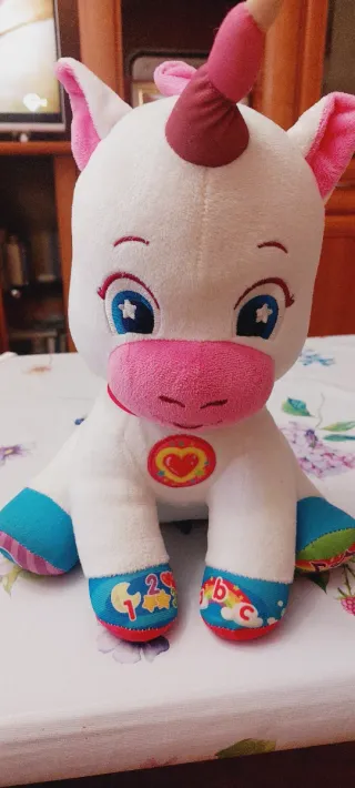 Unicornio Bebé Musical Blanco y Rosa