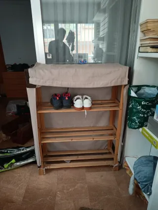 Zapatero 4 estantes madera y tela