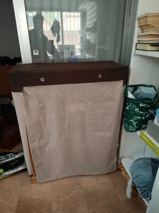 Zapatero 4 estantes madera y tela