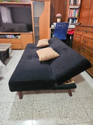 Sofá Cama Negro Tela