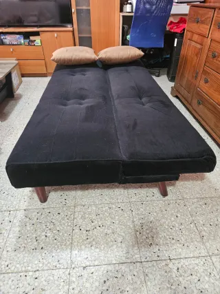 Sofá Cama Negro Tela