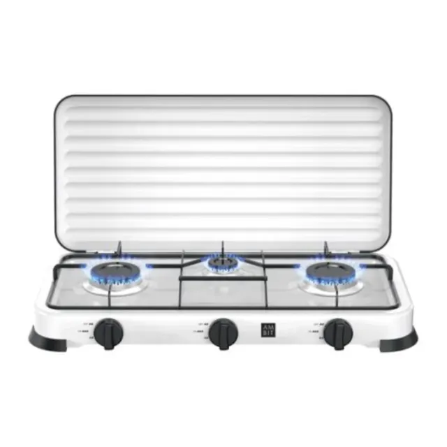 Cocina Camping Gas 3 Fuegos con Tapa