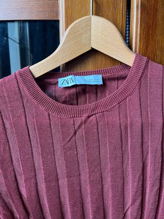 Jersey Zara canalé rosa Talla S