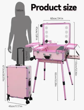 Maleta Trolley Maquillaje Profesional Rosa