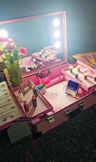 Maleta Trolley Maquillaje Profesional Rosa