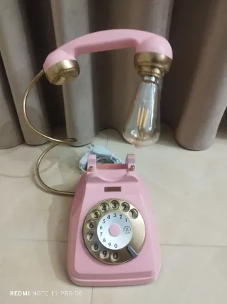 Lampada retrò telefono rosa oro