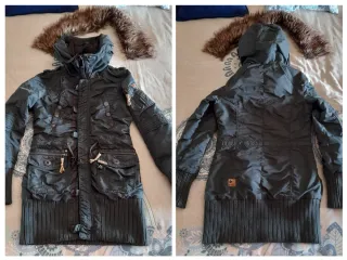 Parka Khujo verde petróleo estilo vintage/militar