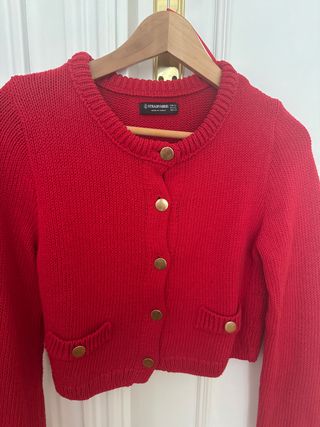 Chaqueta de punto Stradivarius roja Talla XS