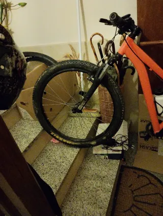 Bicicleta Naranja con Frenos Potentes con Garmin