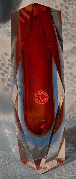 Vaso Murano Vintage Rosso e Blu