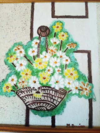 2 Cuadros Florales Azulejos Enmarcados Cerámica