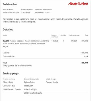 Patinete Eléctrico Xiaomi