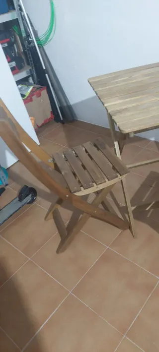 Mesa y 2 Sillas Terraza Madera Ikea