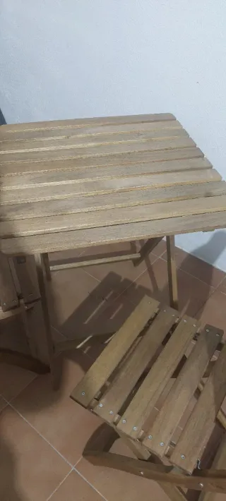 Mesa y 2 Sillas Terraza Madera Ikea