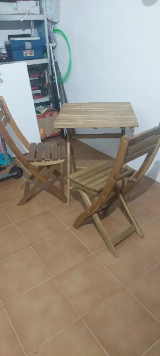 Mesa y 2 Sillas Terraza Madera Ikea