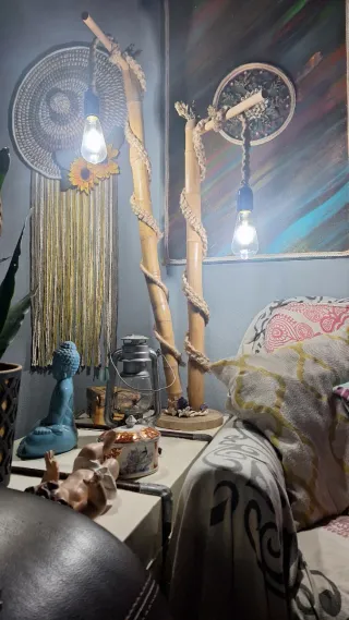 Candeeiro de bambu artesanal