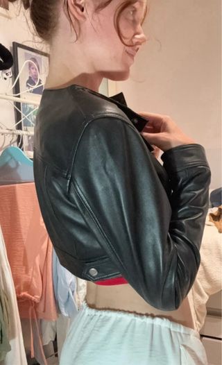 Cazadora Piel Negra Mujer