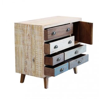 Cassettiera Legno Colorato Vintage 90x40x75 Cm