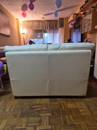 Sofá de cuero Natuzzi blanco