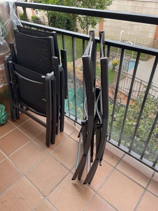 Mesa y 2 Sillas Terraza Cristal Metal