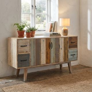 Credenza Legno Multicolore Vintage 131x40x77 Cm