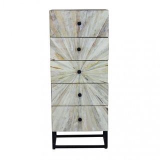 Cassettiera 5 Cassetti in Legno di Mango e Ferro