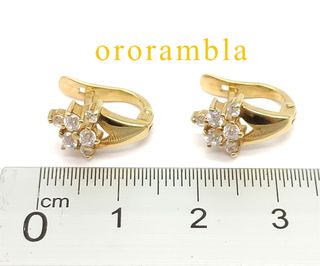 Pendientes Oro 18k Flor Circonitas