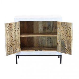 Comò Decoro 2 Ante in Legno Mango e Ferro 80x80cm