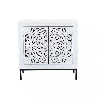 Comò Decoro 2 Ante in Legno Mango e Ferro 80x80cm