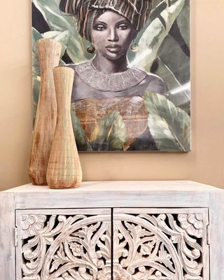 Comò Decoro 2 Ante in Legno Mango e Ferro 80x80cm