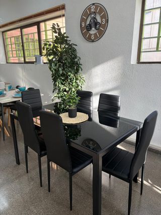 Mesa nueva 6 sillas cristal comedor