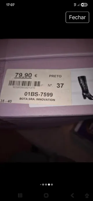 Botas de pele pretas tam 37