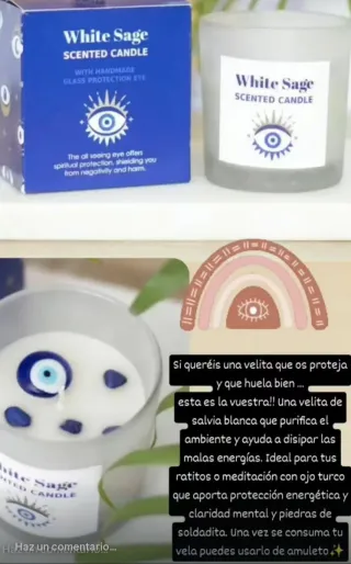 Vela Salvia Blanca Ojo Turco Protección