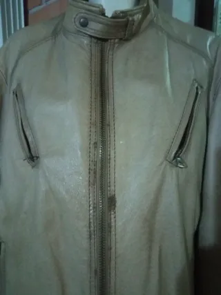 Giubbino in pelle uomo beige, anticata vintage,