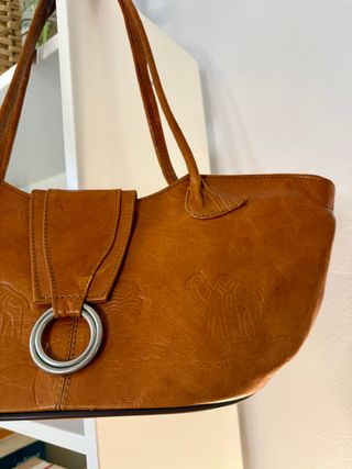 Bolso Étnico Vintage Camel Grabado Artesanal
