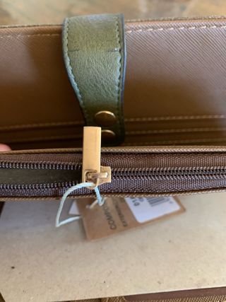 Cartera-monedero flores verdes, NUEVO