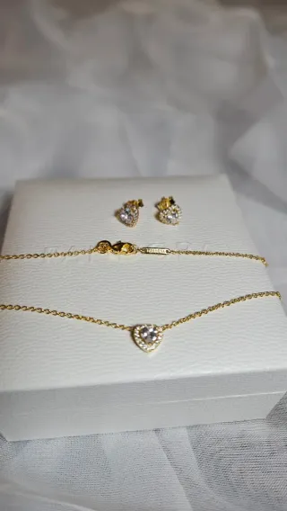 Conjunto Pandora Corazón Azul y Plata