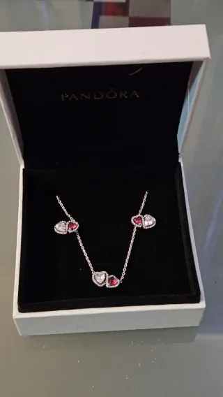 Conjunto Pandora Corazón Azul y Plata