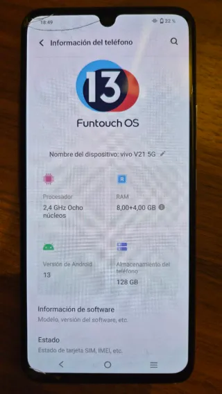 Vivo V21 Nero con retro iridescente