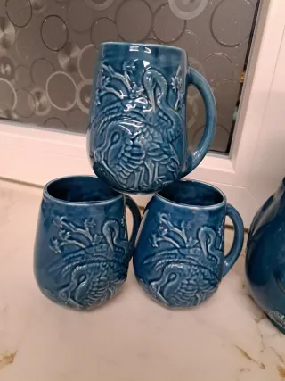 Juego de jarrones de cerámica azul