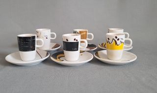 Juego 6 Tazas y Platos Café Cerámica, POP ART