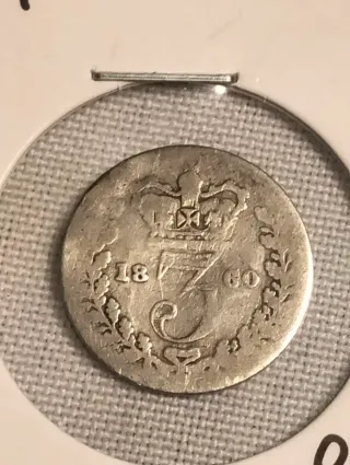 ( n'32) plata 3 peniques 1860 plata reina victoria
